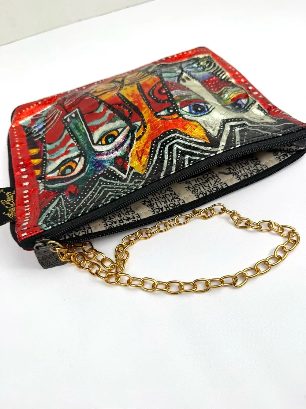 Laurel Burch Foil Cosmetic Bag with Gold Chain